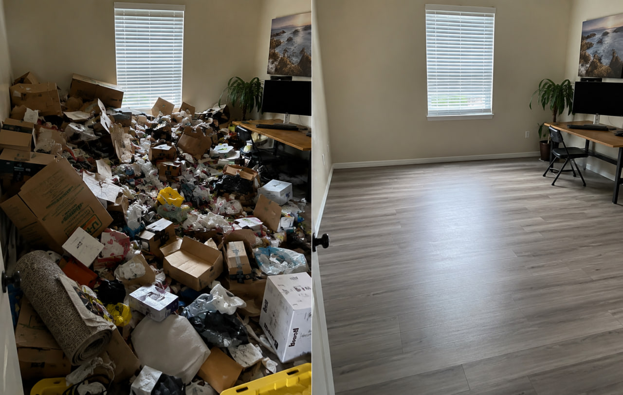 Cluttered home office cleared out by ClearOut